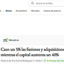 Caen un 5% las fusiones y adquisiciones de empresas hasta agosto, mientras el capital aumenta un 40%